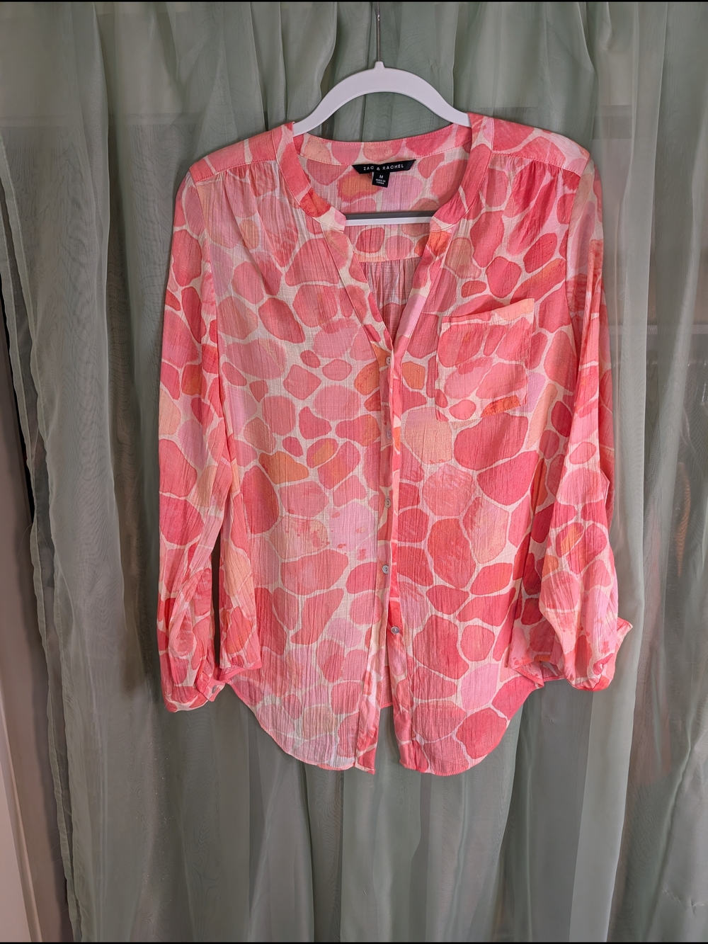 Zac And Rachel - Pink Patterned Button-Up Blouse
